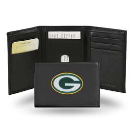 Green Bay Packers  Embroidered Genuine Leather Tri-fold Wallet 3.25" x 4.25" - Slim    