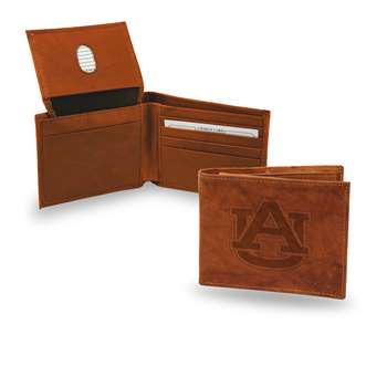 Auburn Tigers  Genuine Leather Billfold Wallet - 3.25" x 4.25" - Slim Style    