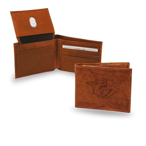 Nashville Predators  Genuine Leather Billfold Wallet - 3.25" x 4.25" - Slim Style    