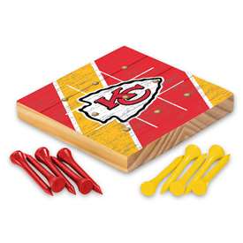 Kansas City Chiefs  4.25" x 4.25" Wooden Travel Sized Tic Tac Toe Game - Toy Peg Games - Family Fun    