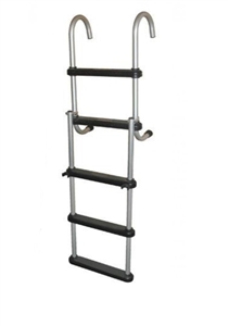 JIF Marine 5-Step Removable Folding Ladder Anodized Aluminum Boat - Dock Ladder