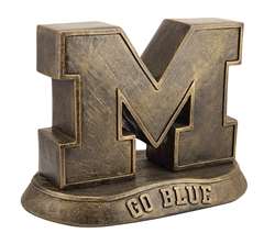 Michigan Wolverines Block M Bronze Finish Stone Mascot  