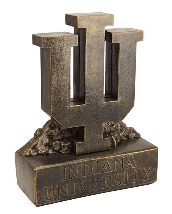 Indiana Hoosiers IU Trident  Logo  Bronze Finish Stone Mascot  