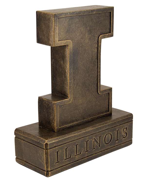 Illinois Fighting Illini Block I  Bronze Finish Stone Mascot  