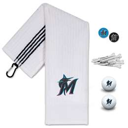 Miami Marlins Golf Gift Set - Towel-Golf Balls-Tees-Marker