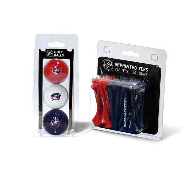 Columbus Blue Jackets 3 Ball Pack and 50 Tee Pack  