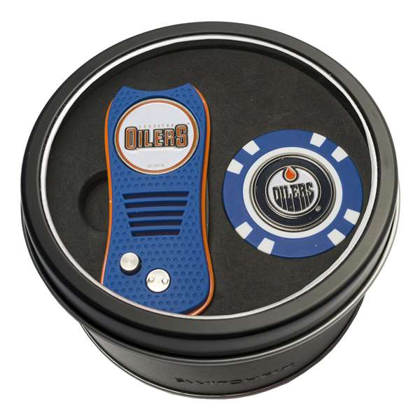 Edmonton Oilers Golf Tin Set - Switchblade, Golf Chip   