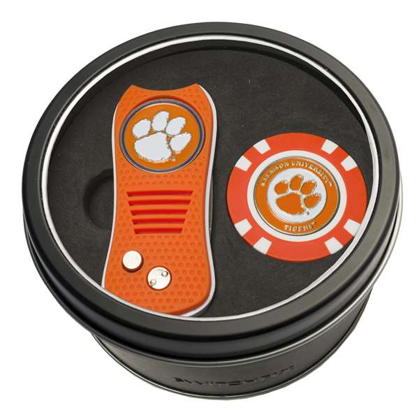 Clemson University Tigers Golf Tin Set - Switchblade, Golf Chip   