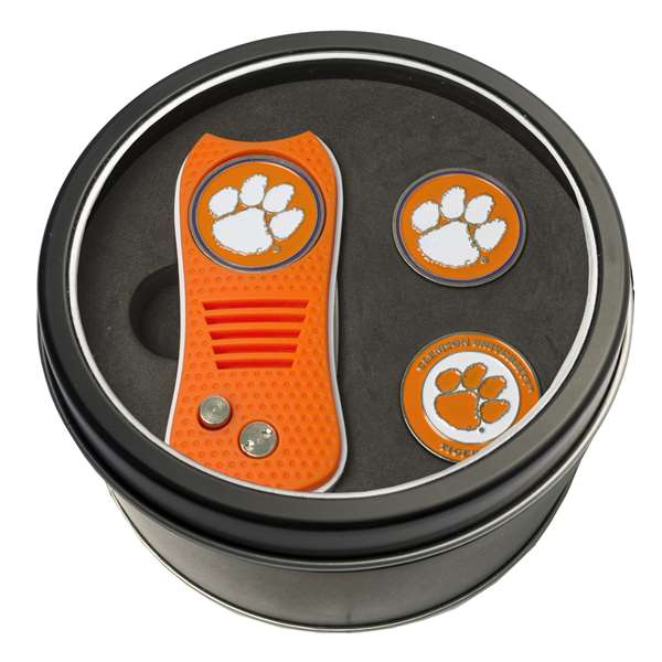 Clemson University Tigers Golf Tin Set - Switchblade, 2 Markers 20659   