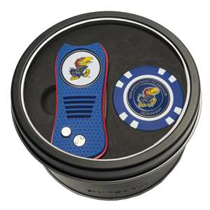Kansas Jayhawks Golf Tin Set - Switchblade, Golf Chip   
