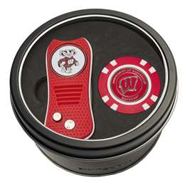 Wisconsin Badgers Golf Tin Set - Switchblade, Golf Chip   