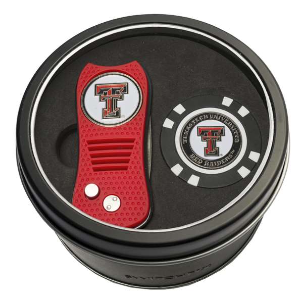 Texas Tech Red Raiders Golf Tin Set - Switchblade, Golf Chip   