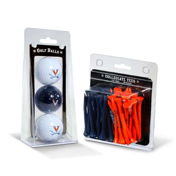 Virginia Cavaliers  3 Golf Balls And 50 Golf Tees