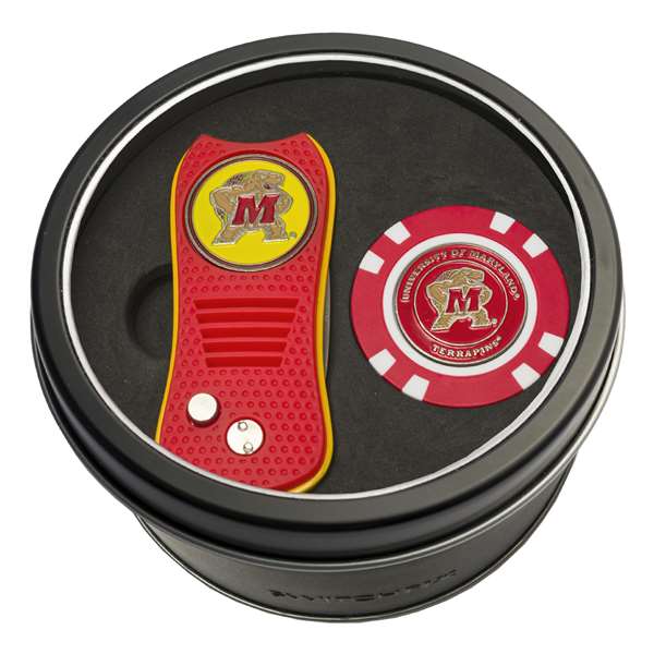 Maryland Terrapins Golf Tin Set - Switchblade, Golf Chip   