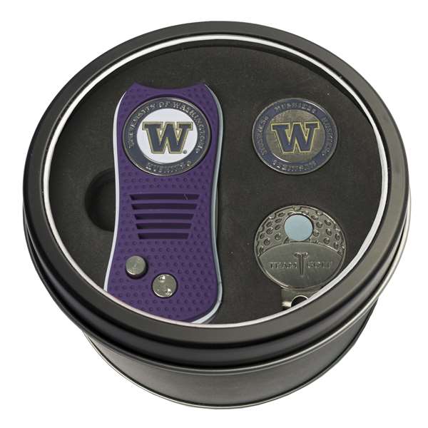 Washington Huskies Golf Tin Set - Switchblade, Cap Clip, Marker 28557   