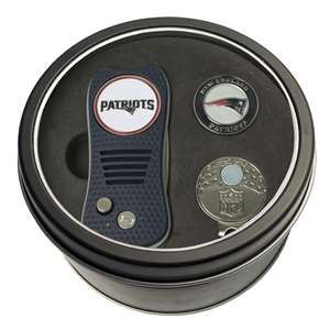 New England Patriots Golf Tin Set - Switchblade, Cap Clip, Marker 31757   