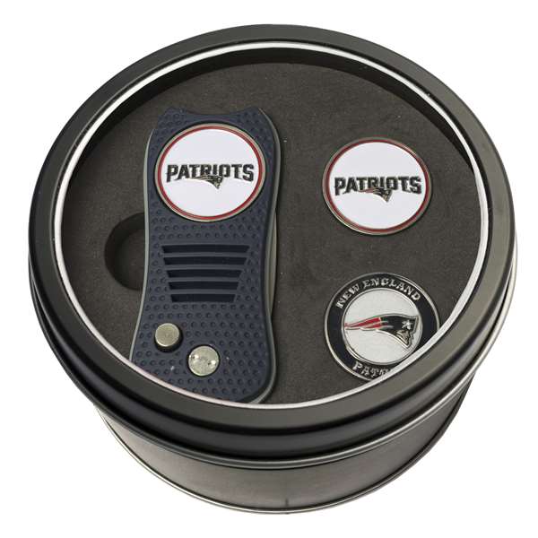 New England Patriots Golf Tin Set - Switchblade, 2 Markers 31759   