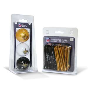 New Orleans Saints 3 Ball Pack and 50 Tee Pack  