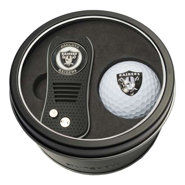 Oakland Raiders Golf Tin Set - Switchblade, Golf Ball   