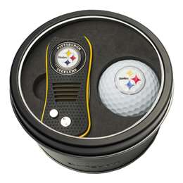 Pittsburgh Steelers Golf Tin Set - Switchblade, Golf Ball   