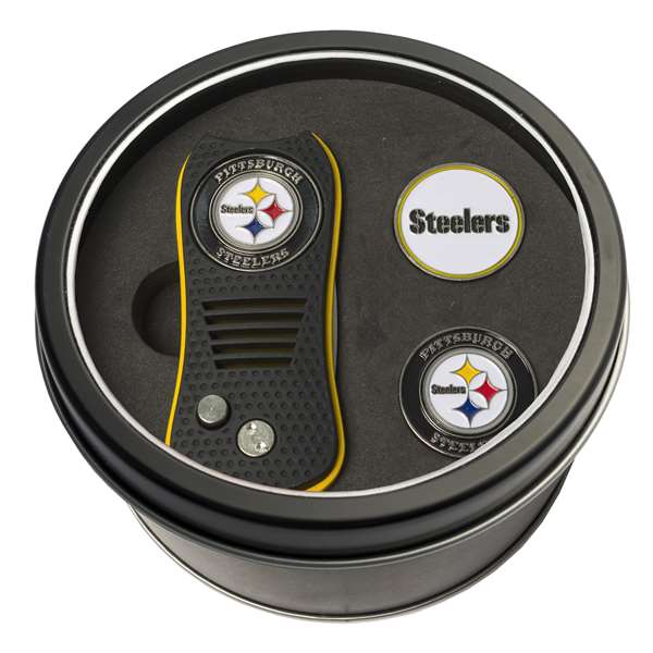 Pittsburgh Steelers Golf Tin Set - Switchblade, 2 Markers 32459   