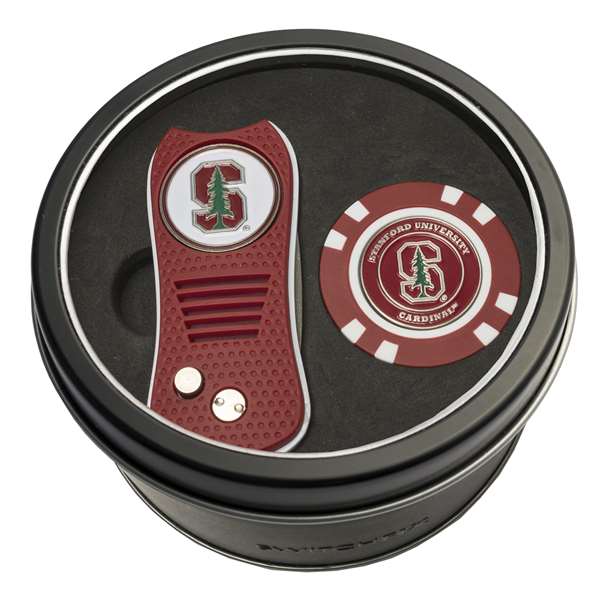 Stanford University Cardinal Golf Tin Set - Switchblade, Golf Chip   