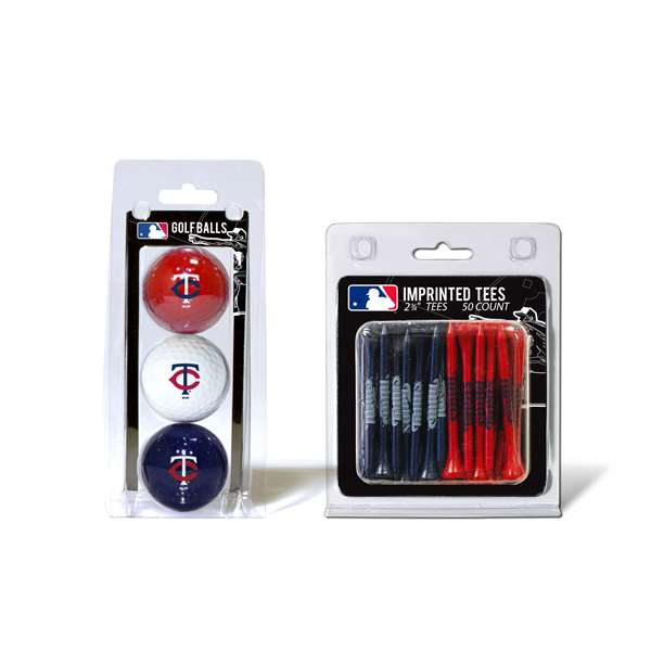 Minnesota Twins  3 Golf Balls And 50 Golf Tees