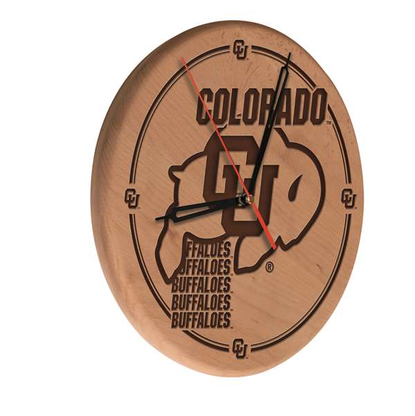 University of Colorado 13 inch Solid Wood Engraved Clock