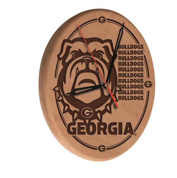 University of Georgia  13 inch Solid Wood Engraved Clock