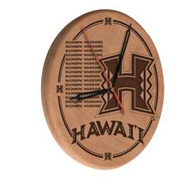 University of Hawaii 13 inch Solid Wood Engraved Clock