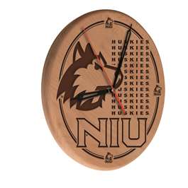University of Northern Illinois 13 inch Solid Wood Engraved Clock