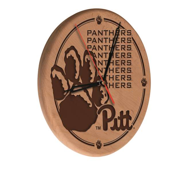 University of Pittsburgh 13 inch Solid Wood Engraved Clock