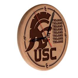 University of Southern California 13 inch Solid Wood Engraved Clock