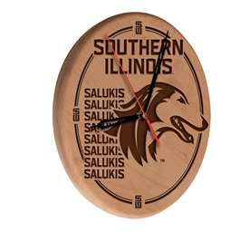 Southern Illinois University 13 inch Solid Wood Engraved Clock