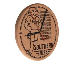 University of Southern Mississippi 13 inch Solid Wood Engraved Clock