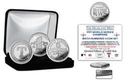 Texas Rangers 2023 World Series Champions Silver plated 3-Coin Set    