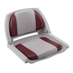 Wise Cushioned Molded Plastic Shell Fold Down Boat Seat Grey/Red/Grey Shell      