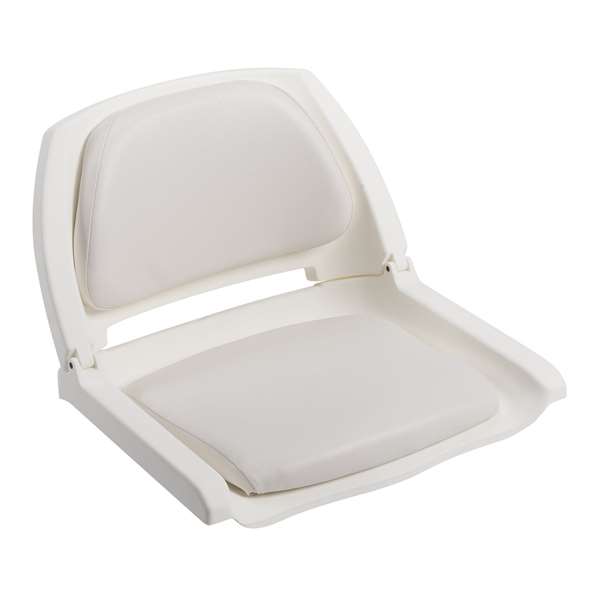 Wise Cushioned Molded Plastic Shell Fold Down Boat Seat White/White Shell      