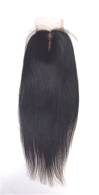 100% Virgin Brazilian Human Hair Silk Based Yaki Closure 14"