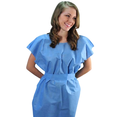 Disposable Exam Gowns, Tissue/Poly/Tissue, Blue50/Case