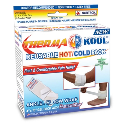 Therma-Kool Hot Cold Pack with Freedom Wrap 4" x 9" Ankle/Elbow