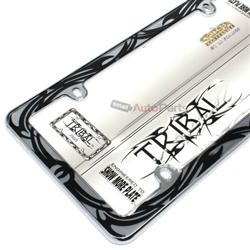 Tribal Design Plastic Chrome License Plate Tag Frame for Auto-Car-Truck