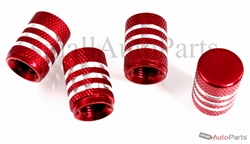 Red Aluminum Chrome Stripes Tire Valve Stem Caps