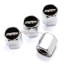 Ford Lightning Black Logo Chrome ABS Tire Valve Stem Caps