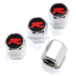 Honda Type R Logo Chrome ABS Tire Valve Stem Caps