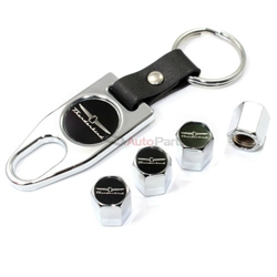 Ford Thunderbird New Logo Chrome Tire/Wheel Stem Air Valve Caps+Wrench Key Chain