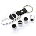 Hummer Logo Chrome Tire Valve Caps & Wrench Key Chain Gift Set