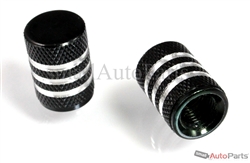 Black Aluminum Chrome Stripes Tire Valve Stem Caps