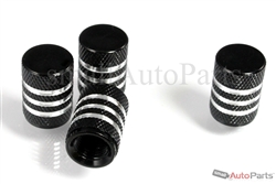 Black Aluminum Chrome Stripes Tire Valve Stem Caps