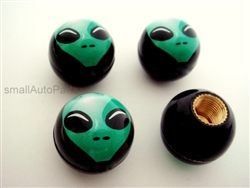 Green Alien Ball Tire Valve Stem Caps